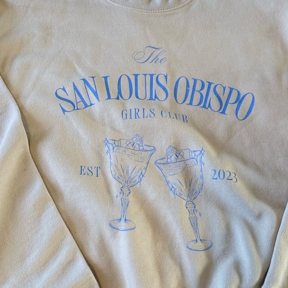 Cream-colored crewneck sweatshirt with "The San Louis Obispo Girls Club EST 2023 - Picture 5 of 5